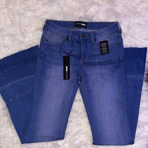 Fashion Nova Flare Wide Leg Jeans in Blue